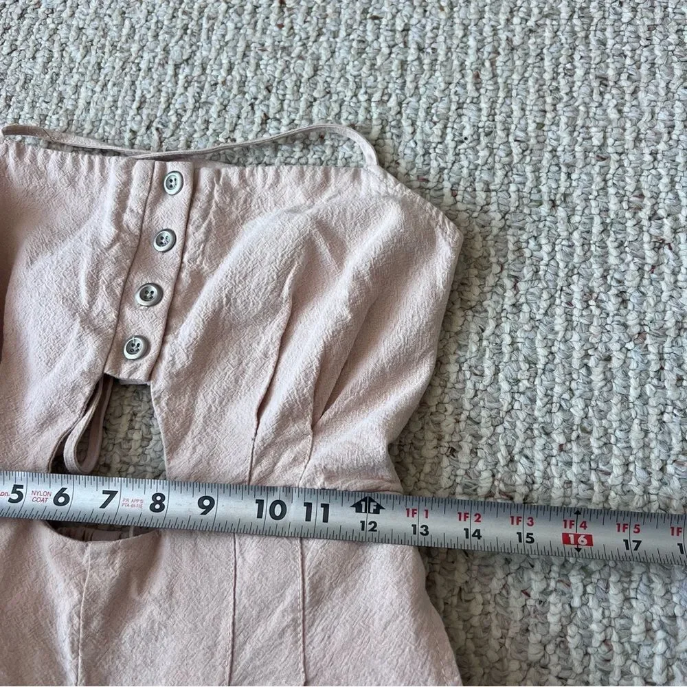 Free People Marbella Linen Cutout One Piece Jumpsuit Wide Leg